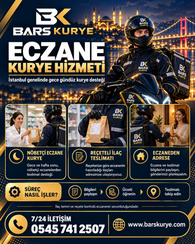 Bars Kurye — İstanbul genelinde 7/24 eczane kurye hizmeti. İletişim: 0545 741 2507.